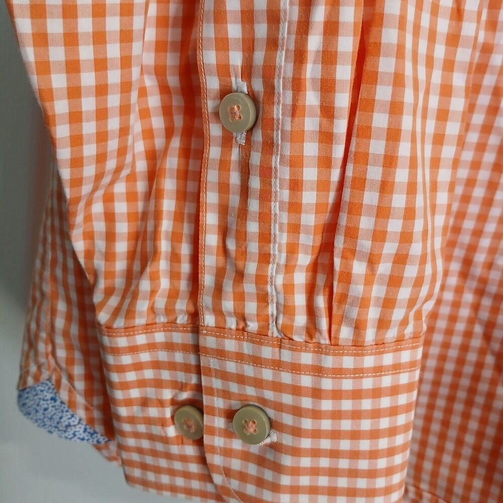 Tommy Bahama Dress Shirt Men L Orange Check Long Sleeve Button Up Pima Cotton - Picture 6 of 15